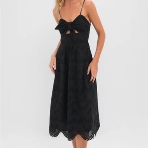 Looking for this! Do Not buy listing!Black Eyelet Tie-Front Midi Dress - Women's